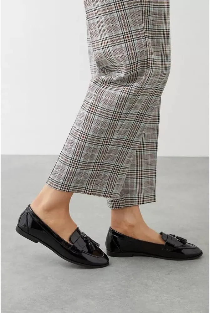 Wide Fit Lennie Tassel Loafers, Natural Black, 6 UK