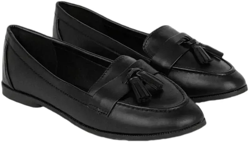 Wide Fit Lennie Tassel Loafers, Natural Black, 6 UK
