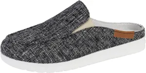 Women Canvas Slip On Lightweight Mule Sneaker,Summer Fashion Open Back Flats Walking Shoes Closed Round Toe Low Top Casual Loafer Comfort Walking Shoes