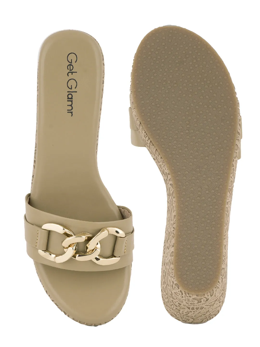 Women Comfortable Beige Wedge Mule
