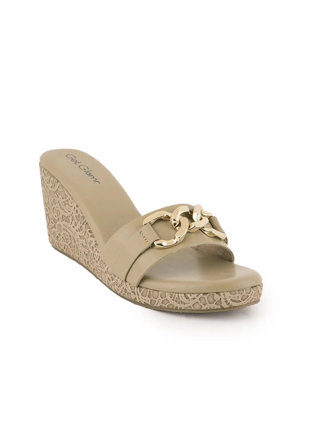 Women Comfortable Beige Wedge Mule