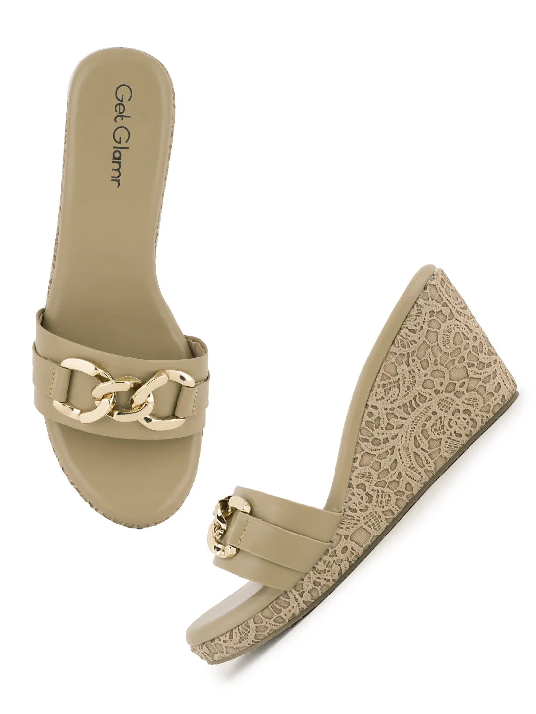 Women Comfortable Beige Wedge Mule