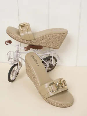 Women Comfortable Beige Wedge Mule
