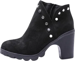 Women Fashion Booties Classic Chelsea Bootie Chunky Mid Heel Rounded Toe Slip On Boots Winter Warm Shoes