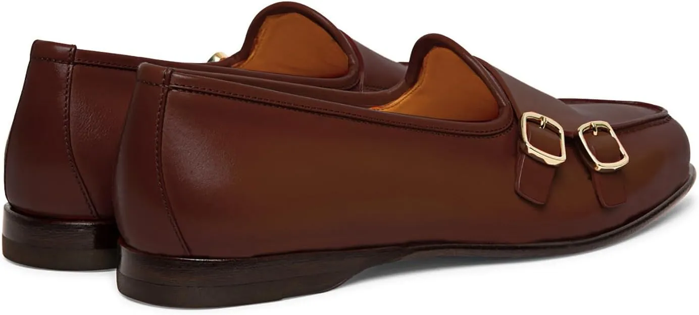 Women Round Toe Slip On Loafer Flats Monk Strap Casual Comfy 1 inch Flat Heel Dress Loafers Patent Buckle Strap Penny Loafers Office Ladies Walking Drive Loafers Retro 4-11 M US