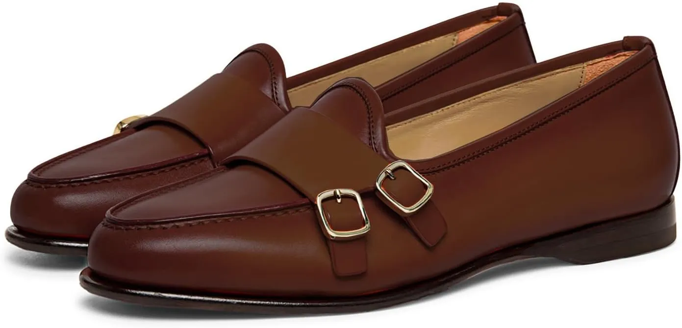 Women Round Toe Slip On Loafer Flats Monk Strap Casual Comfy 1 inch Flat Heel Dress Loafers Patent Buckle Strap Penny Loafers Office Ladies Walking Drive Loafers Retro 4-11 M US