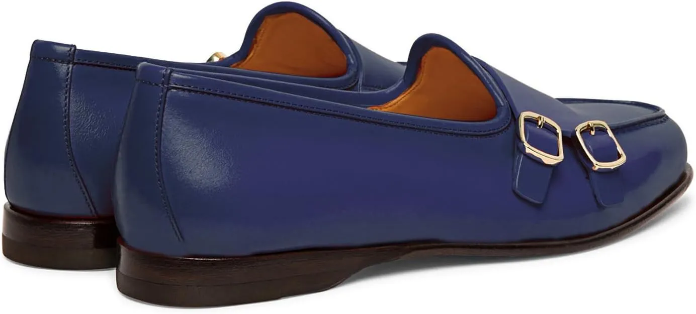Women Round Toe Slip On Loafer Flats Monk Strap Casual Comfy 1 inch Flat Heel Dress Loafers Patent Buckle Strap Penny Loafers Office Ladies Walking Drive Loafers Retro 4-11 M US