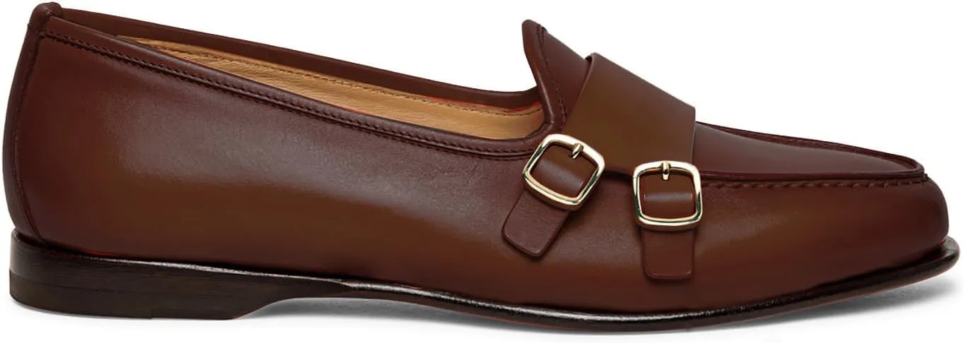 Women Round Toe Slip On Loafer Flats Monk Strap Casual Comfy 1 inch Flat Heel Dress Loafers Patent Buckle Strap Penny Loafers Office Ladies Walking Drive Loafers Retro 4-11 M US