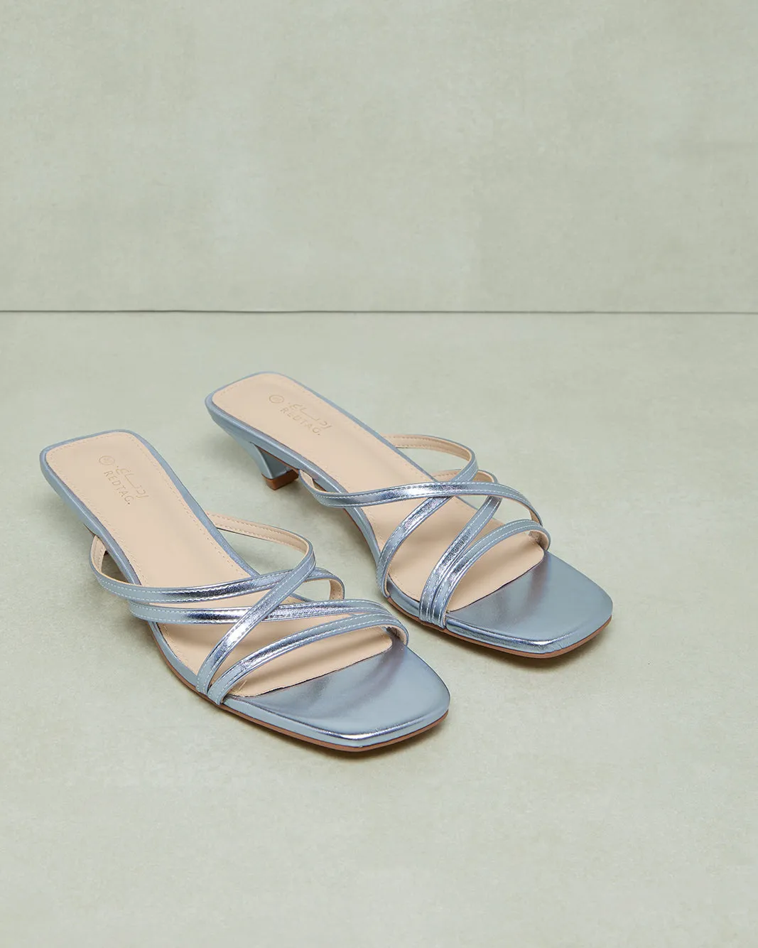 Women Silver Strappy Mule