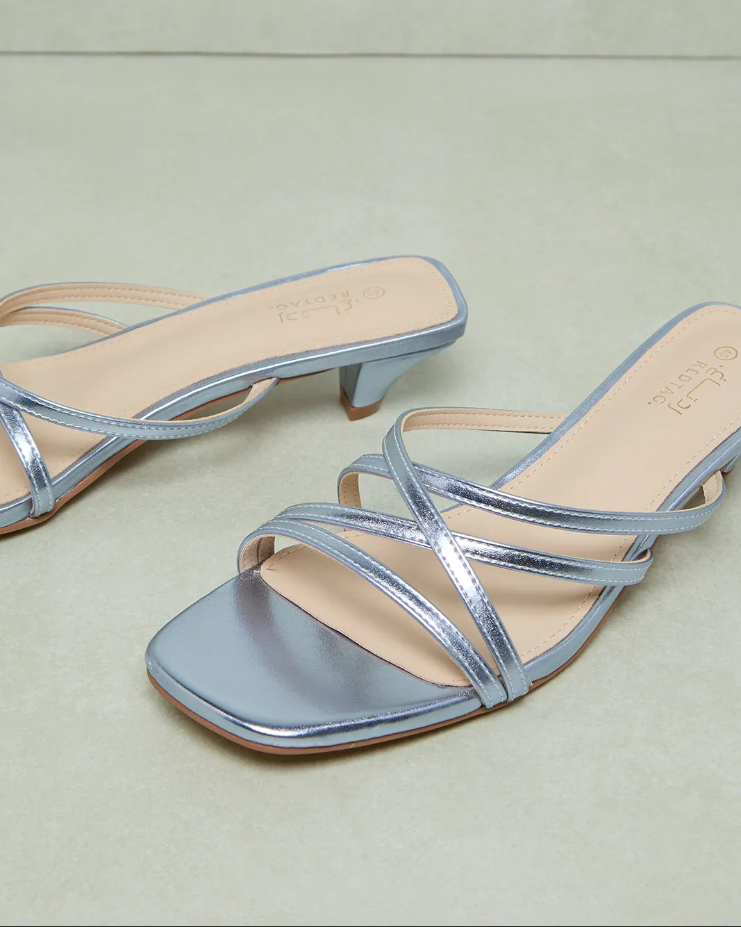 Women Silver Strappy Mule