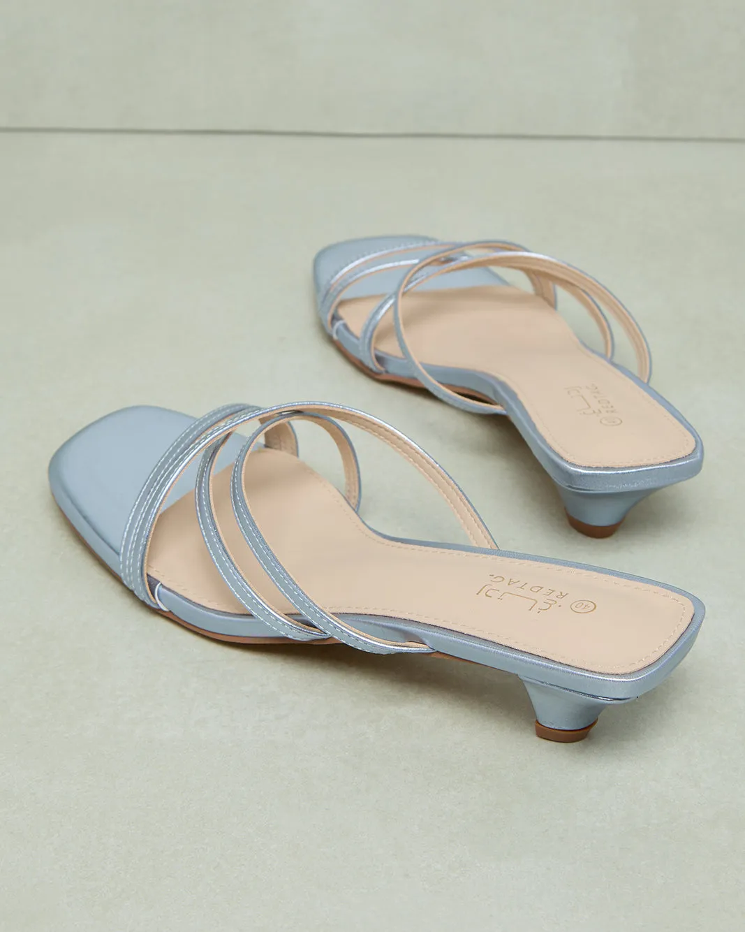 Women Silver Strappy Mule