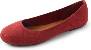 Women's Ballet Flats Soft Knit Lightweight Round Toe Slip On Comfort Ballerina Flat Shoes for Walking Low Wedge Soft