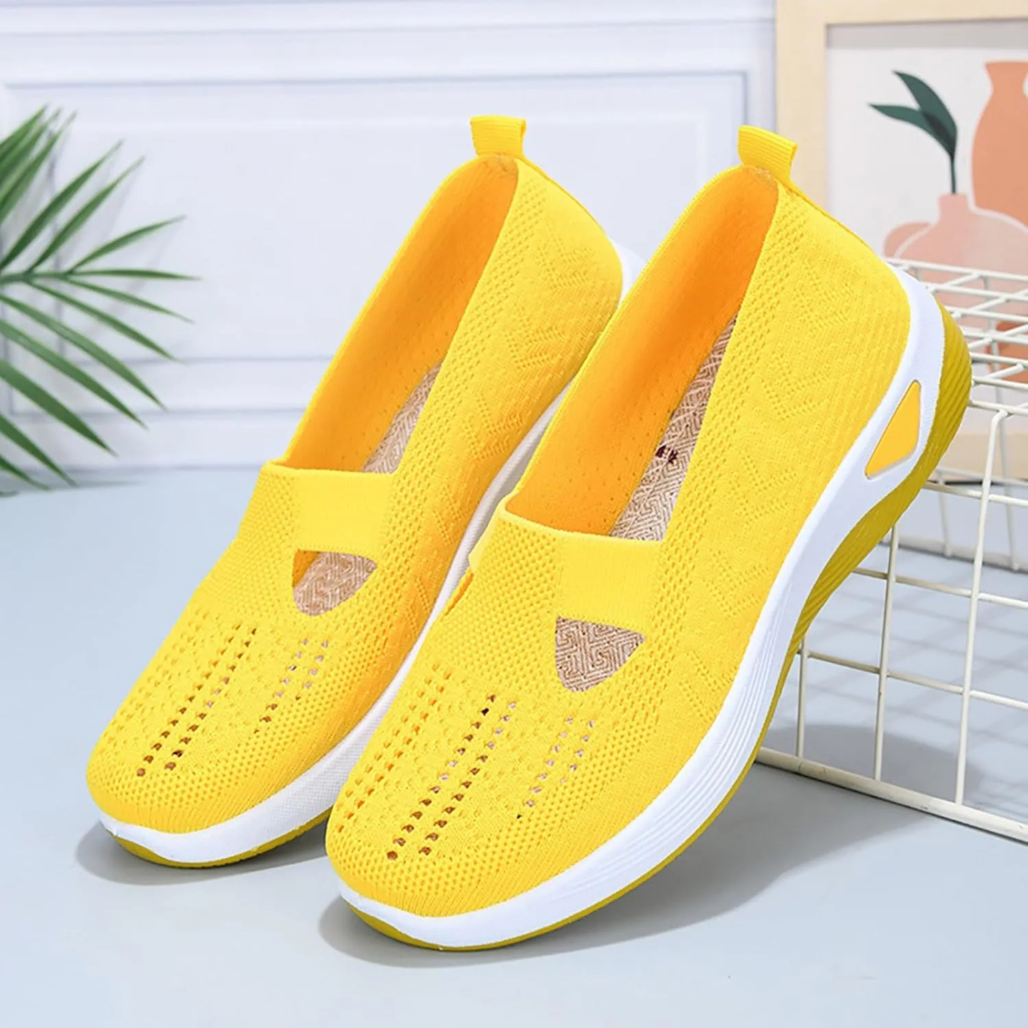 Women'S Breathable Soft Shoes Hands Free Slip On Arch Support Sneakers Walking Foam Go Running Shoes