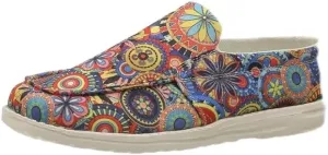 Women's Colorful Boho Floral Printed, Round Toe, Low Top Canvas, Casual Slip-On, Flat Sneakers