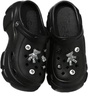 Women's DIY Platform Clogs Slip On Slides Shoes Beach Sandals Gardener Clog Hight Heels Mule Slippers Garden Shoes DIY Accessories Sandals