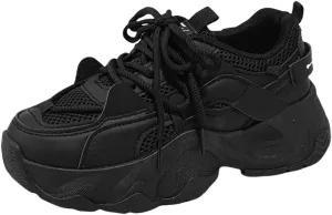 Women's Fashion Breathable Mesh Platform Sneakers Casual Jogging Walking Chunky Shoes 5.5-8.5