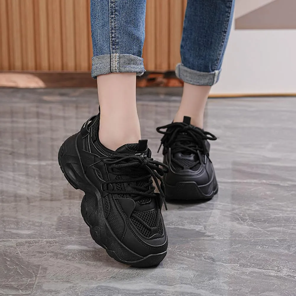 Women's Fashion Breathable Mesh Platform Sneakers Casual Jogging Walking Chunky Shoes 5.5-8.5