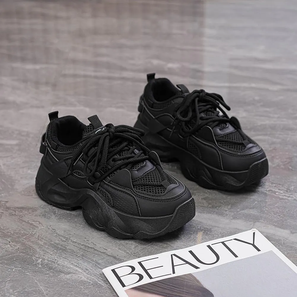 Women's Fashion Breathable Mesh Platform Sneakers Casual Jogging Walking Chunky Shoes 5.5-8.5