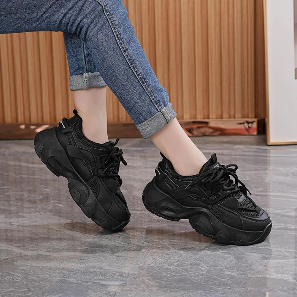 Women's Fashion Breathable Mesh Platform Sneakers Casual Jogging Walking Chunky Shoes 5.5-8.5
