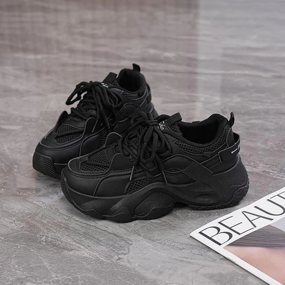 Women's Fashion Breathable Mesh Platform Sneakers Casual Jogging Walking Chunky Shoes 5.5-8.5