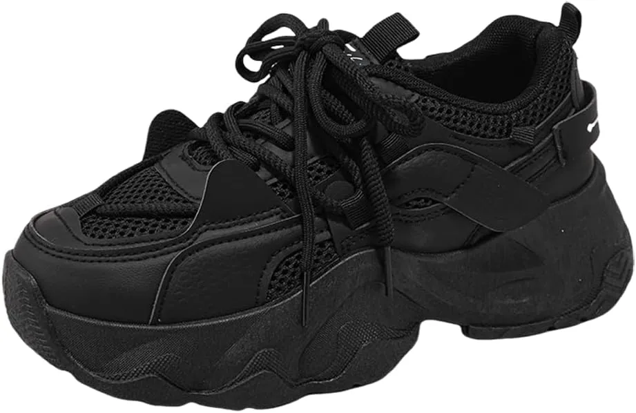 Women's Fashion Breathable Mesh Platform Sneakers Casual Jogging Walking Chunky Shoes 5.5-8.5
