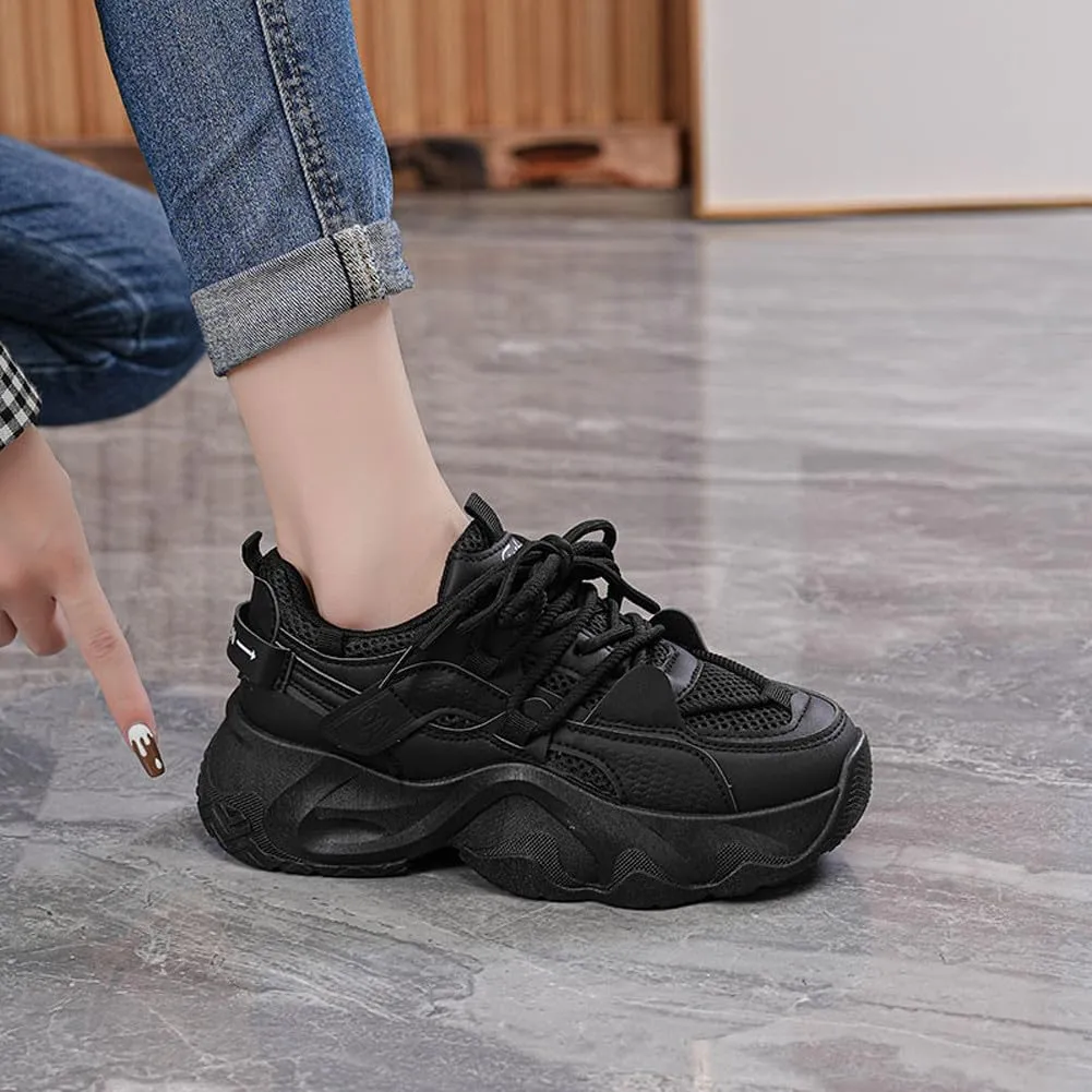 Women's Fashion Breathable Mesh Platform Sneakers Casual Jogging Walking Chunky Shoes 5.5-8.5