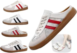 Women’s Fashion Mesh Walking Shoes Breathable Contrast Lace-Up or Slip-On Sneakers, Comfortable Backless Casual Sports Shoes with Round Toe for Everyday Wear