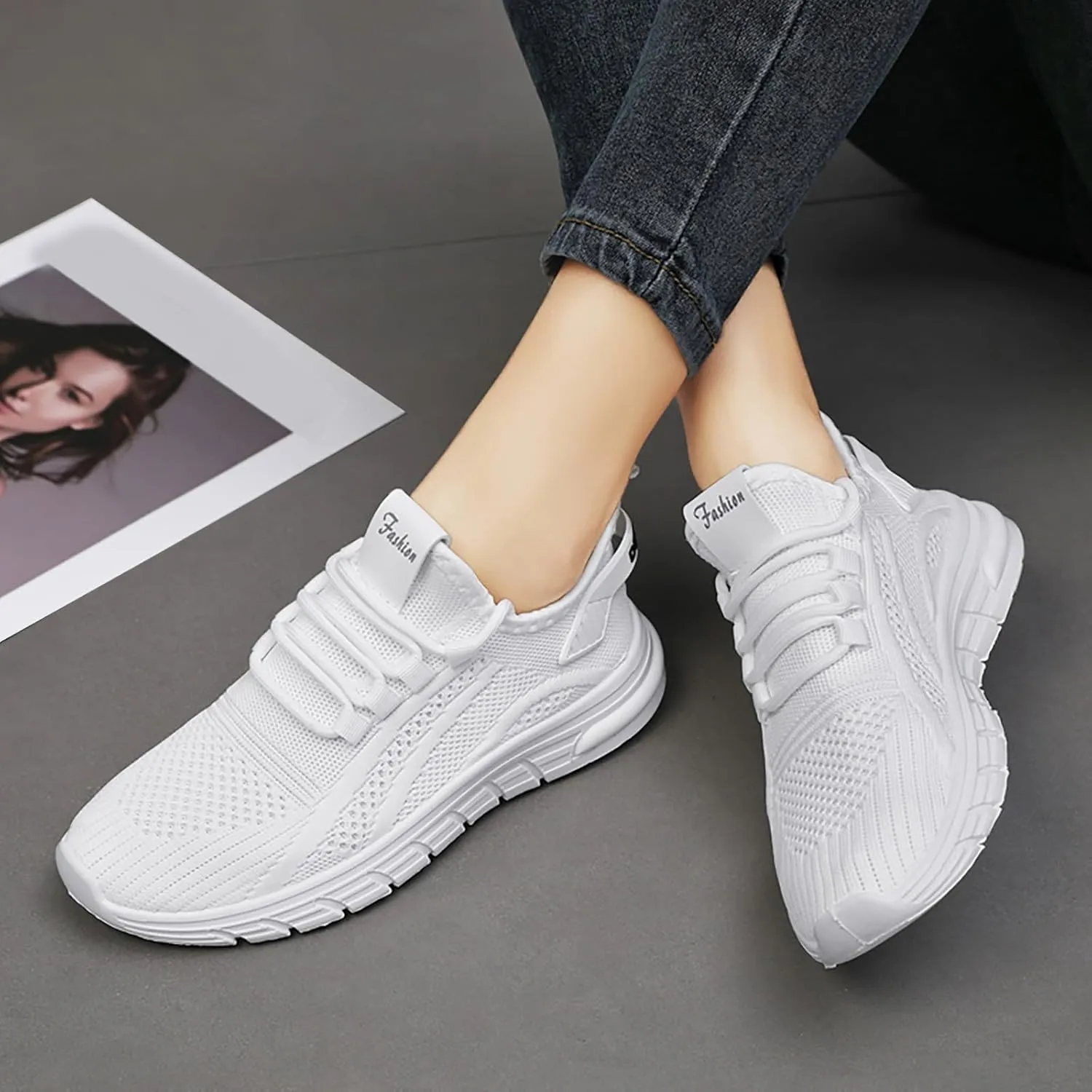 Women's Fashion Sneaker Lace Up Running Shoe Casual Max Cushioning Walking Tennis Sneaker Club Women Athletic Shoes Size