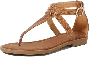 Women's Leather Print Dressy Thong Flat Sandals Fashion Classic Adjustable Ankle Buckle Summer T-Strap Bohemian Clip Toe Sandals for Casual Beach Walking Flip Flops