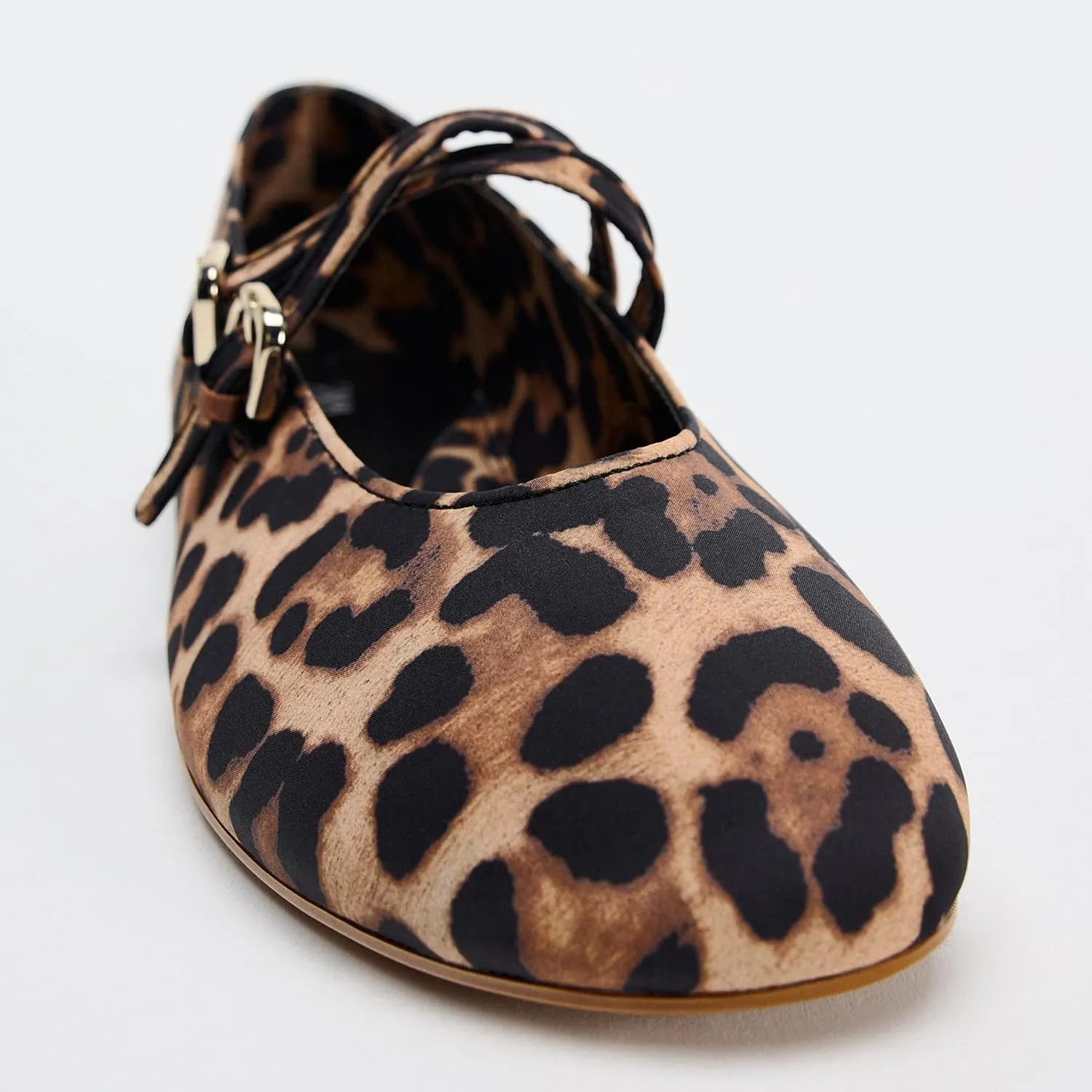 Womens Leopard Print Ballet Flats Round Toe Double Strap Casual Ballerina Shoes Comfortable Red Mary Jane Flat for Women