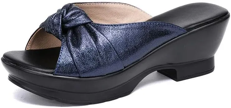 Women's Platform Sandals Comfortable Chunky Heels Mule Wedge Sandal