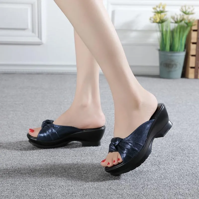 Women's Platform Sandals Comfortable Chunky Heels Mule Wedge Sandal