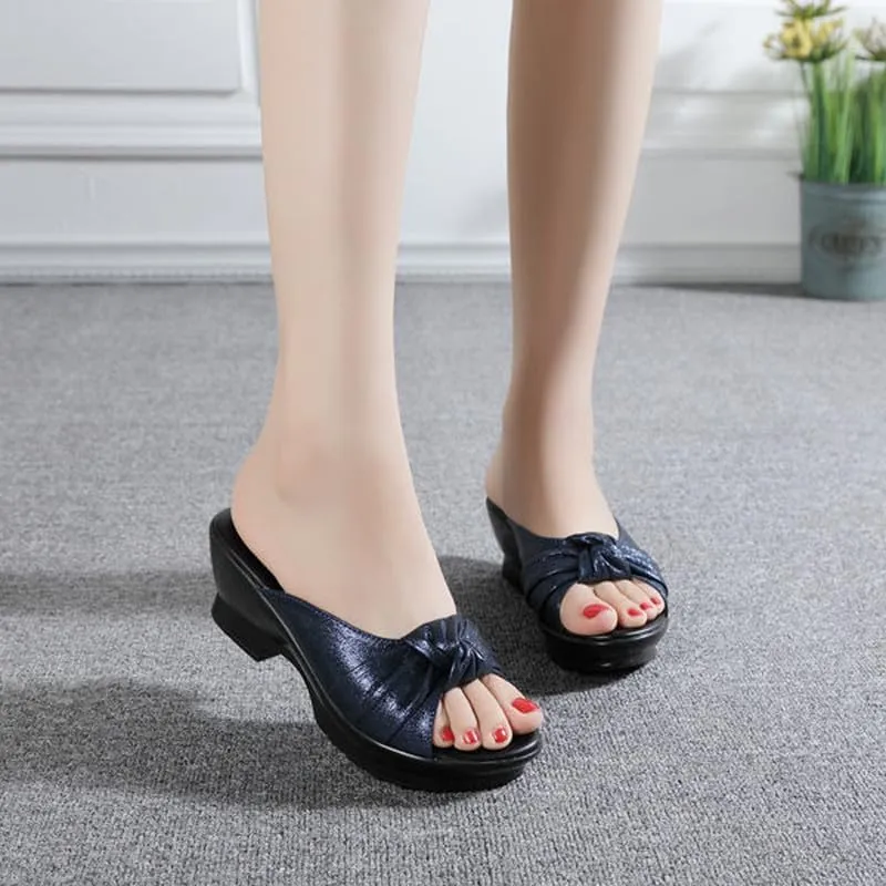 Women's Platform Sandals Comfortable Chunky Heels Mule Wedge Sandal