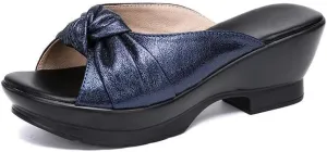 Women's Platform Sandals Comfortable Chunky Heels Mule Wedge Sandal