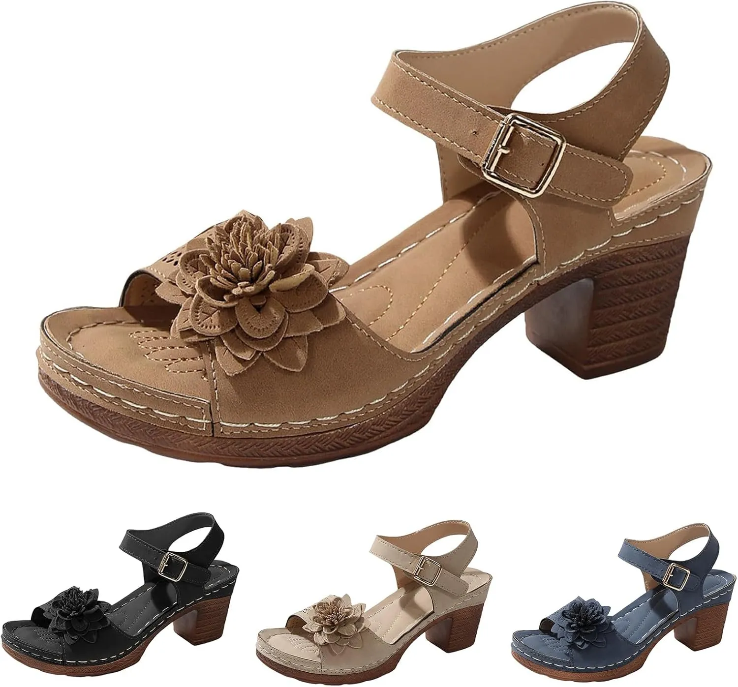 Women's Platform Wedge Sandals Casual Hollow Out Open Toe Sandal Adjustable Ankle Strap Lightweight Walking Shoes Arch Support Peep Slippers Workout Comfortable Sandals