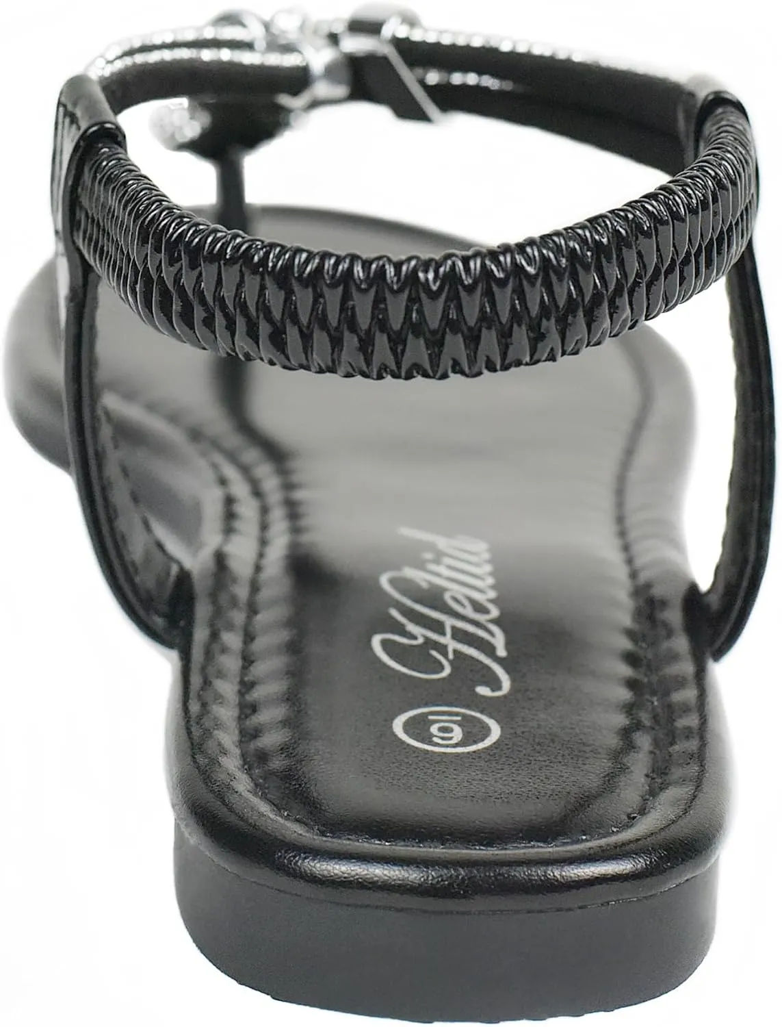 Women's Rhinestone Thong Flat Sandals Elastic Ankle Strap Bohemian Dressy Sandals for Women
