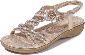 Womens Sandals Summer Dressy Flat Sandals Casual Comfortable Beach Bohemian Sandal Flat Shoes