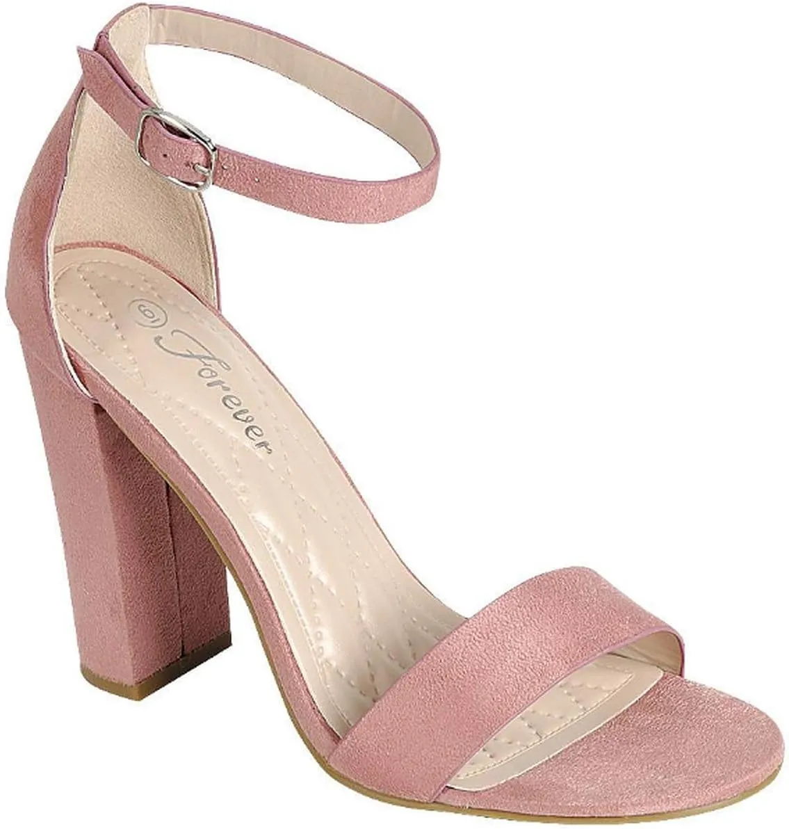 Women's Single Band Chunky Heel Sandal with Ankle Strap