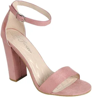 Women's Single Band Chunky Heel Sandal with Ankle Strap