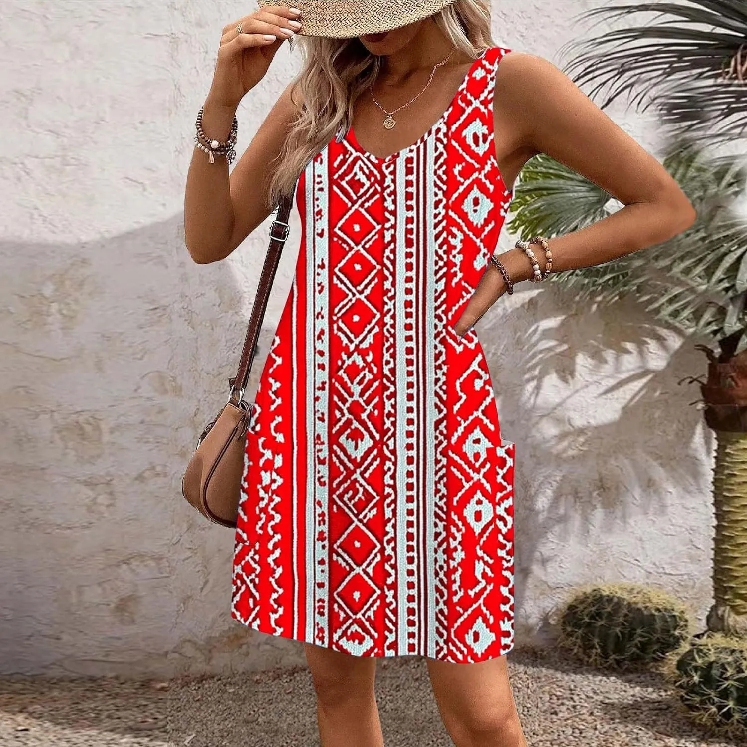 Womens Summer Dresses Strap Sleeveless Casual Sundress Floral Vintage Printed Maxi Dresses Beach Vacation Clothes