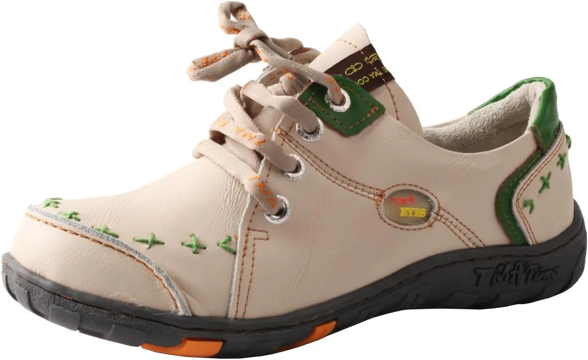 Women's Vintage Washed Leather Lace-up Walking Shoes Comfortable Flat Sneaker