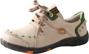 Women's Vintage Washed Leather Lace-up Walking Shoes Comfortable Flat Sneaker