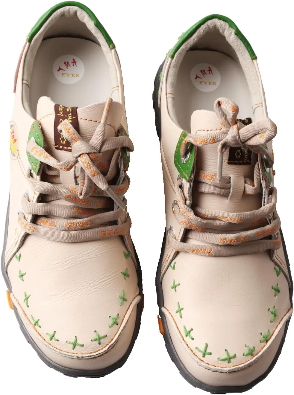 Women's Vintage Washed Leather Lace-up Walking Shoes Comfortable Flat Sneaker
