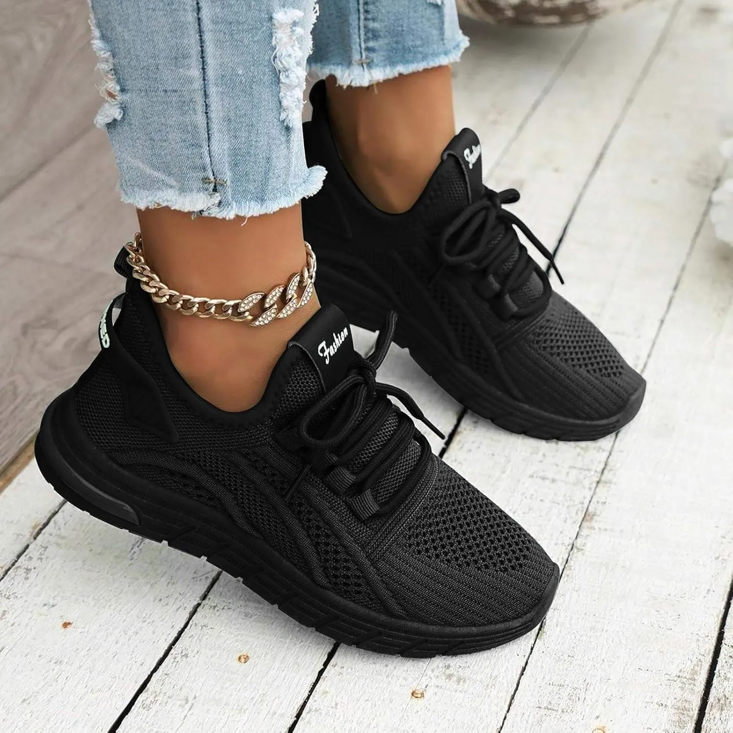 Women's Walking Shoes Lightweight Breathable Flying Woven Mesh Upper Casual Jogging Ladies Tennis Shoe Workout Gym Sneakers