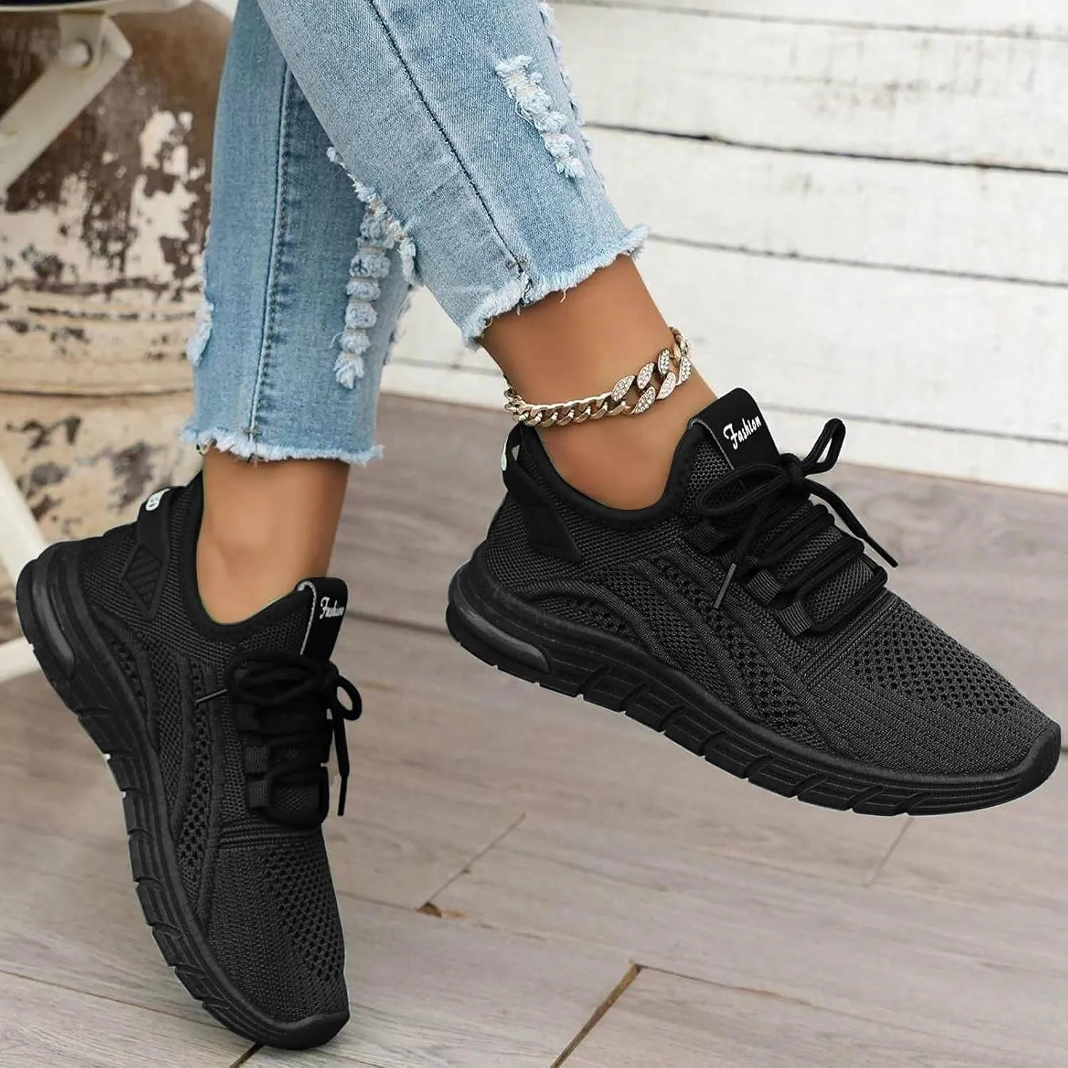 Women's Walking Shoes Lightweight Breathable Flying Woven Mesh Upper Casual Jogging Ladies Tennis Shoe Workout Gym Sneakers