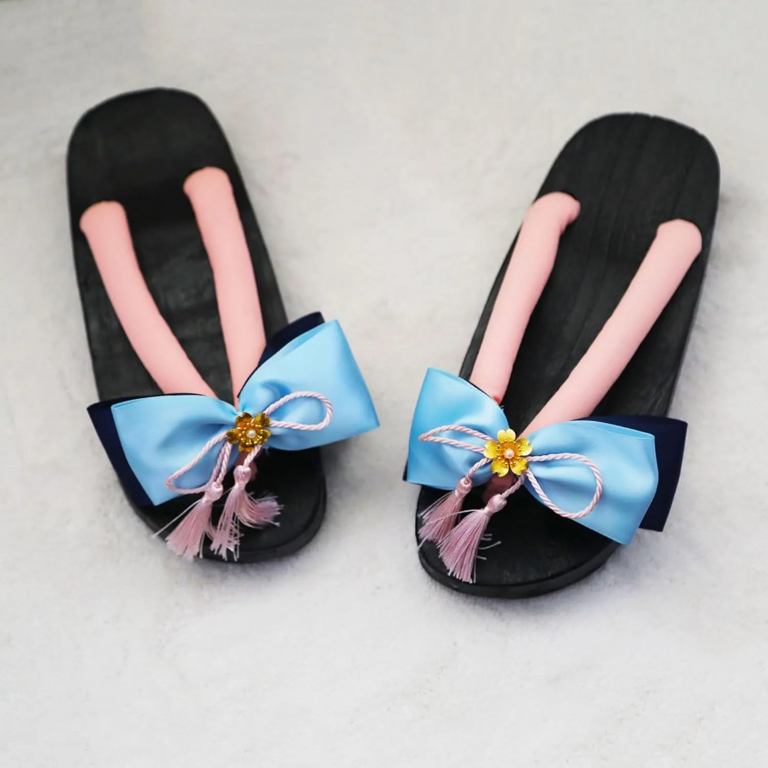 Wooden Clogs for Women Geta Sandals Ninja Shoes Men Japanese Flip Flops Tabi Mules Slip on Platform Slippers for Teen Girls - Cosplay Kawaii Standing All Day Geisha Costume Comfortable Walking