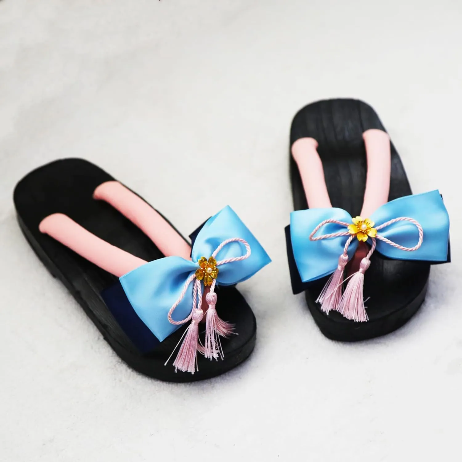 Wooden Clogs for Women Geta Sandals Ninja Shoes Men Japanese Flip Flops Tabi Mules Slip on Platform Slippers for Teen Girls - Cosplay Kawaii Standing All Day Geisha Costume Comfortable Walking