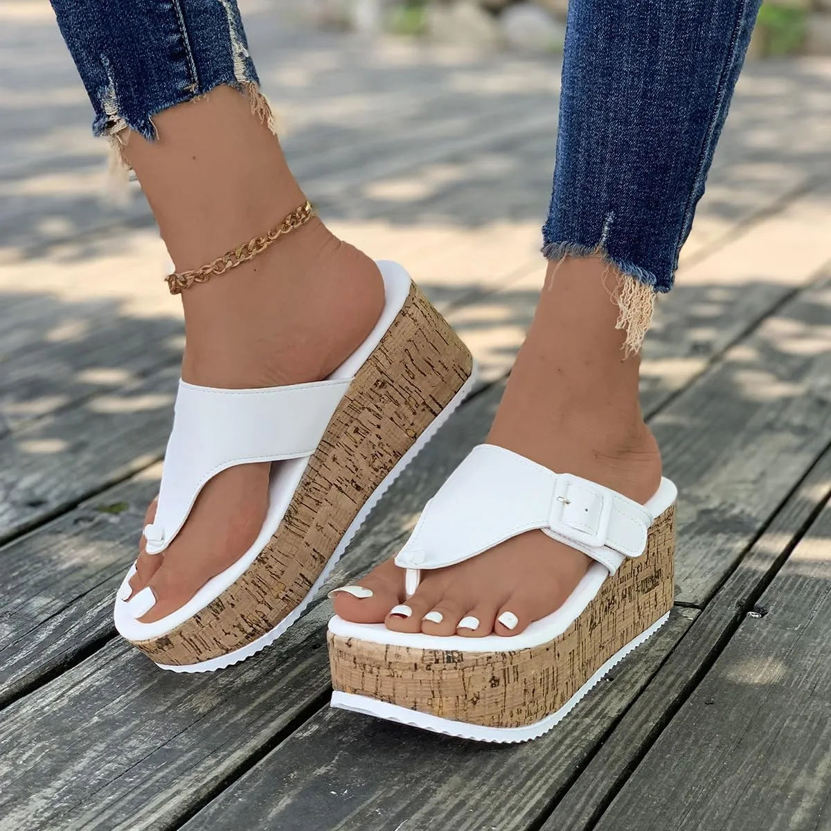 Wooden Clogs for Women Wedge Sandals Flip Flops Mules Slip on Platform Shoes Slippers for Teen Girls - Comfortable Walking Lightweight Running Beach Travel Birthday Gifts Trendy Standing All Day