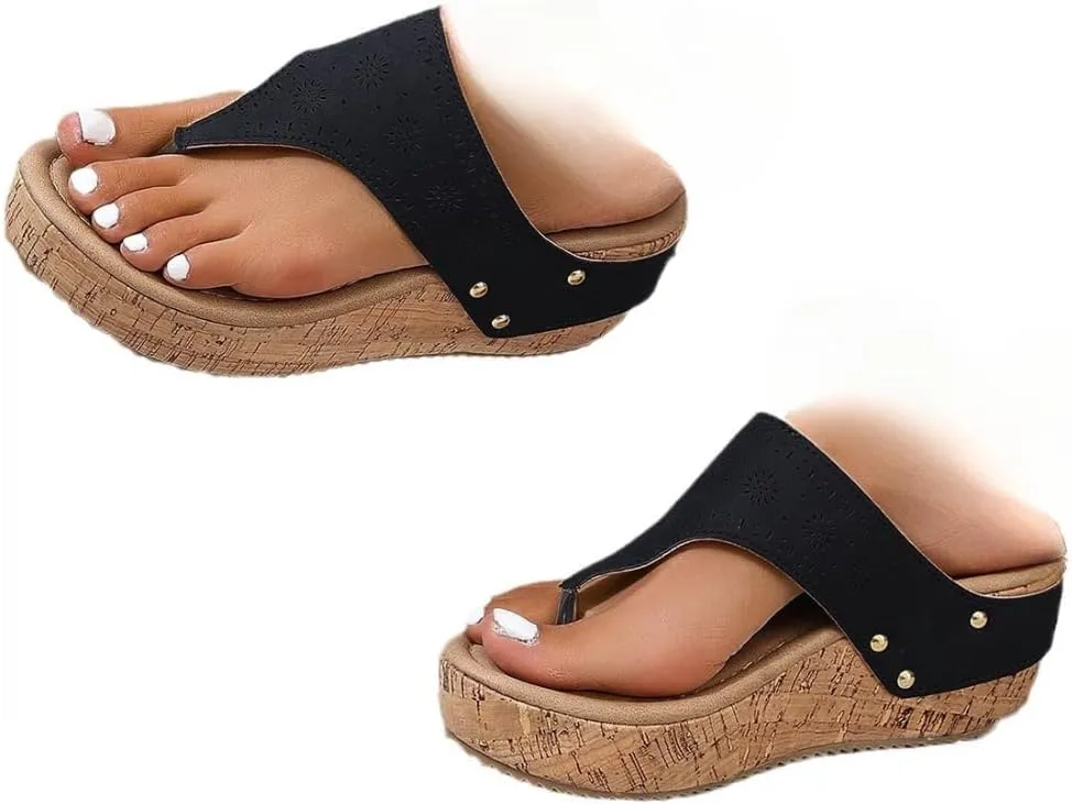 Wooden Clogs for Women Wedge Sandals Flip Flops Mules Slip on Platform Shoes Slippers for Teen Girls - Lightweight Running Comfortable Walking Beach Travel Standing All Day Birthday Gifts Trendy