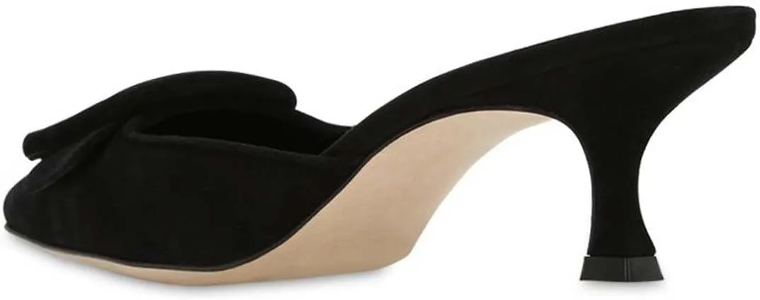 XYD Women Pointed Toe Mule Pumps with Buckle Kitten Low Heels Slip On Open-Back Slides Sandals Fashion Comfy Shoes